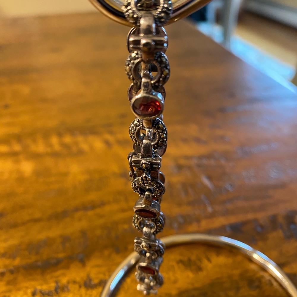 VINTAGE STERLING SLIVER MARCASITE BRACELET - Picture 6 of 6